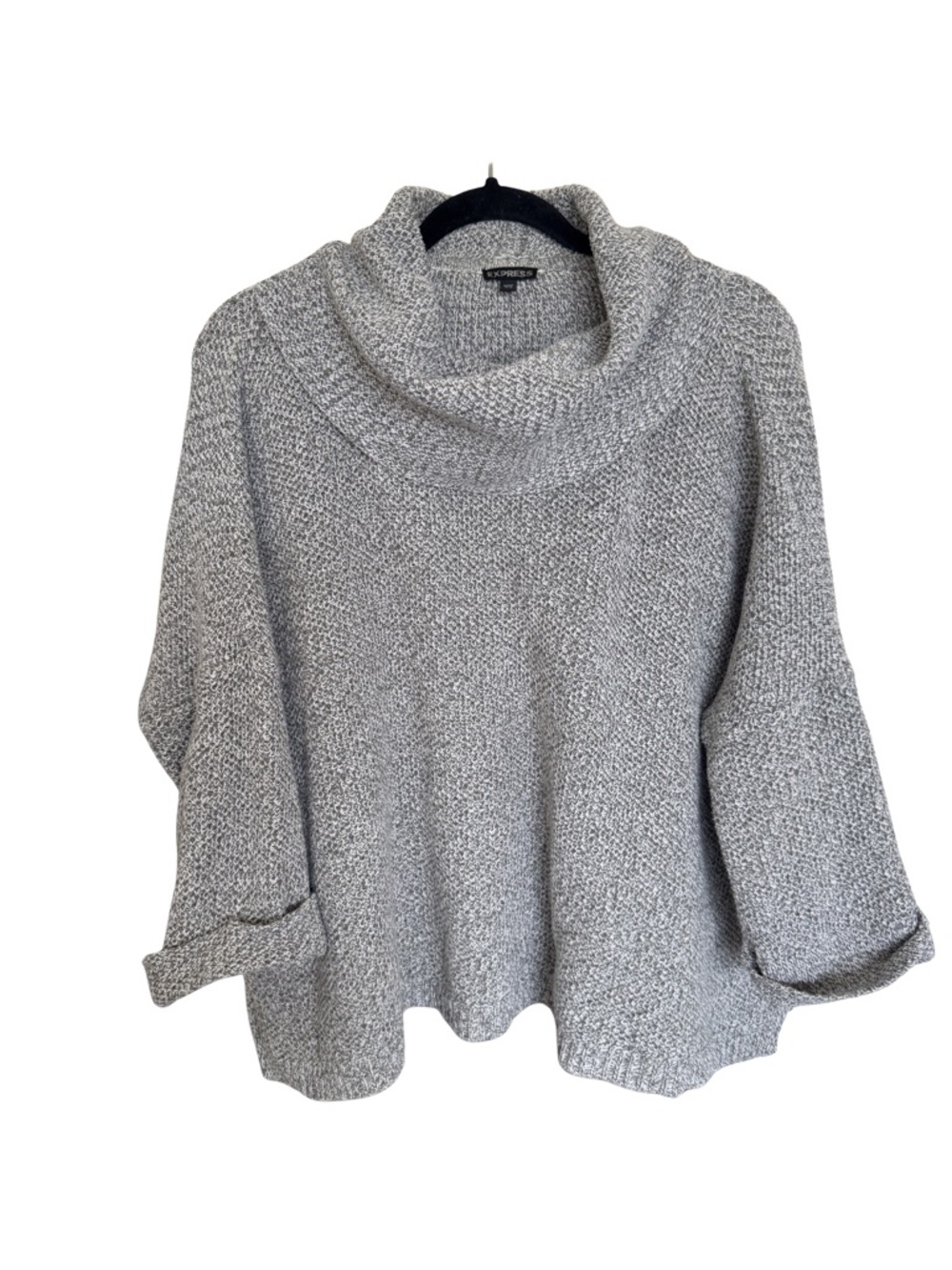Express Gray Marled Cowl Neck Sweater